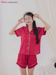 Bộ pyjama đùi lụa cao cấp iMerry chất latin, đồ bộ mặc nhà tay ngắn quần ngắn họa tiết in hoa BD011