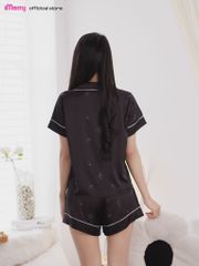 Bộ pyjama đùi lụa cao cấp iMerry chất latin, đồ bộ mặc nhà tay ngắn quần ngắn họa tiết in hoa BD011