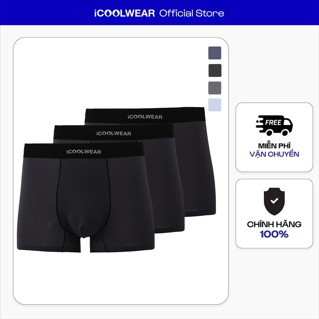 Combo 4 quần lót nam cao cấp profit iCOOLWEAR, Quần boxer nam thun lạnh, thoáng khí, kháng khuẩn, khử mùi vn017
