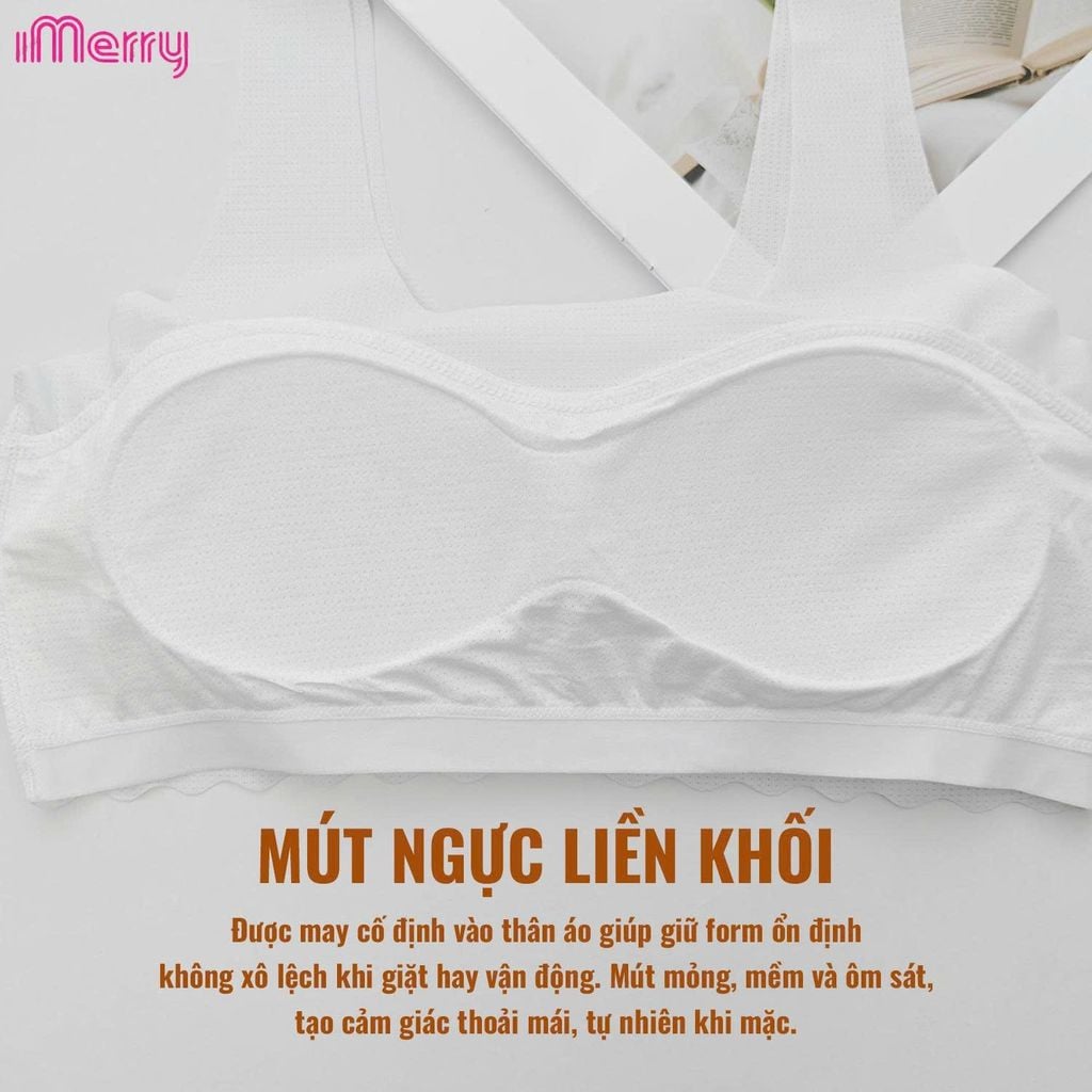 Áo lá học sinh iMerry cho bé gái từ 11 tới 17 tuổi chất cotton mềm thoáng mát mút liền BRA6619
