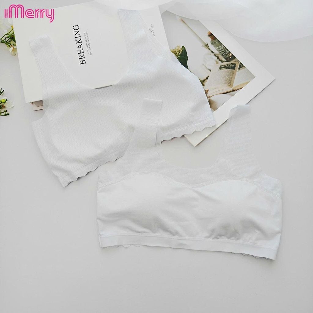 Áo lá học sinh iMerry cho bé gái từ 11 tới 17 tuổi chất cotton mềm thoáng mát mút liền BRA6619