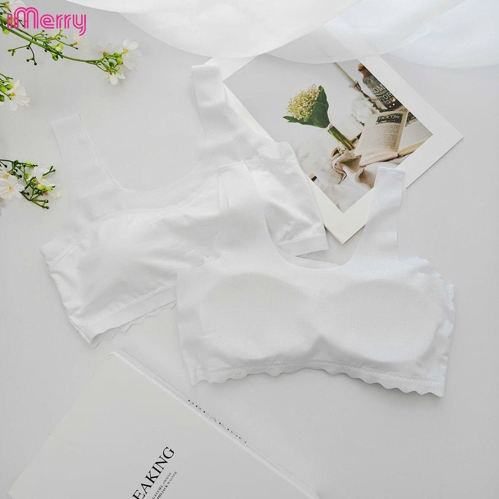 Áo lá học sinh iMerry cho bé gái từ 11 tới 17 tuổi chất cotton mềm thoáng mát mút liền BRA6619