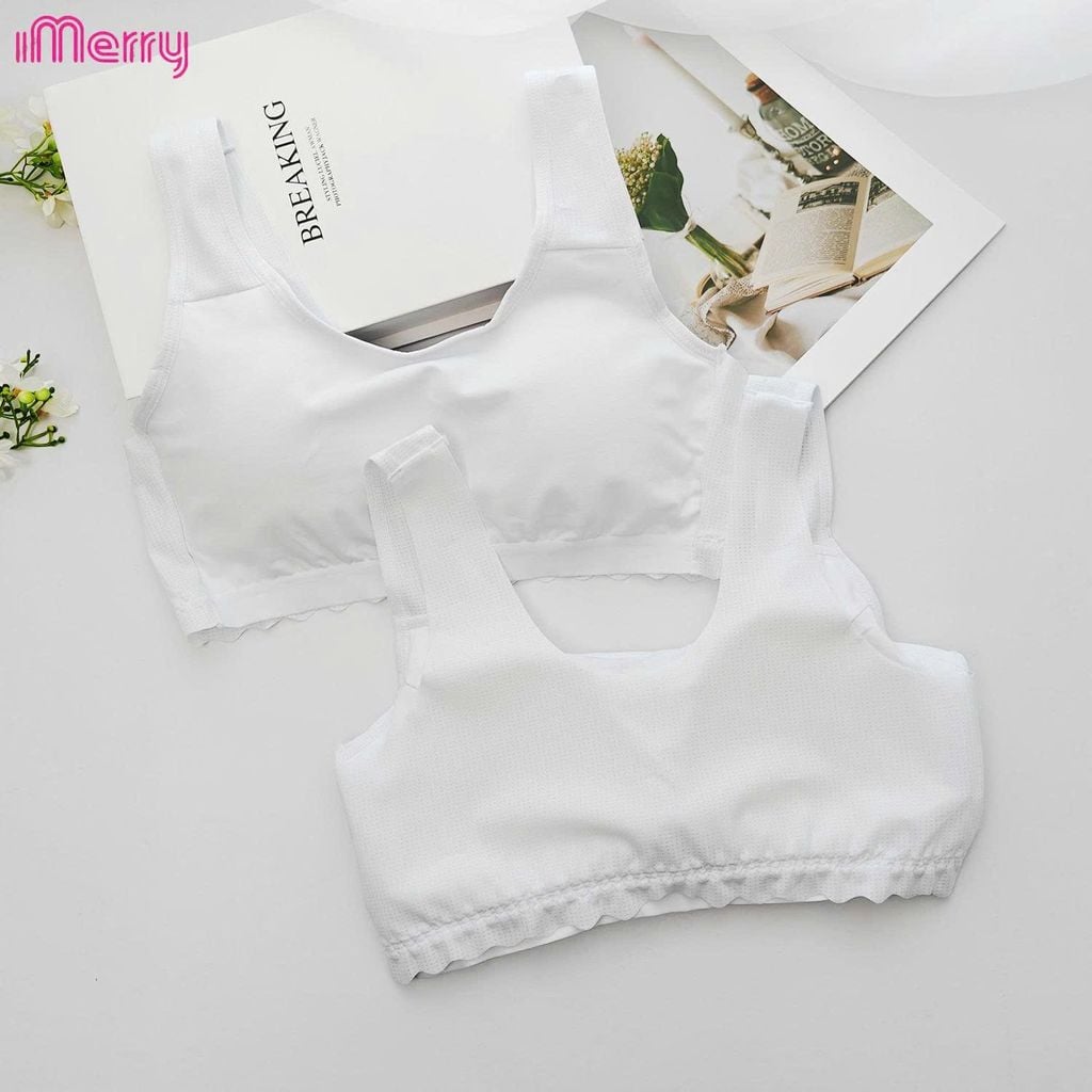 Áo lá học sinh iMerry cho bé gái từ 11 tới 17 tuổi chất cotton mềm thoáng mát mút liền BRA6619
