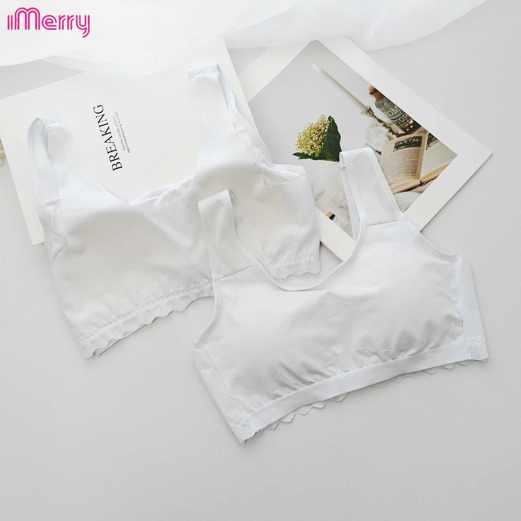 Áo lá học sinh iMerry cho bé gái từ 11 tới 17 tuổi chất cotton mềm thoáng mát mút liền BRA6619
