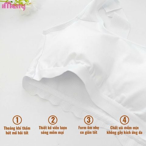 Áo lá học sinh iMerry cho bé gái từ 10 tới 17 tuổi chất mềm thoáng mát dây bản to mút liền BRA6121