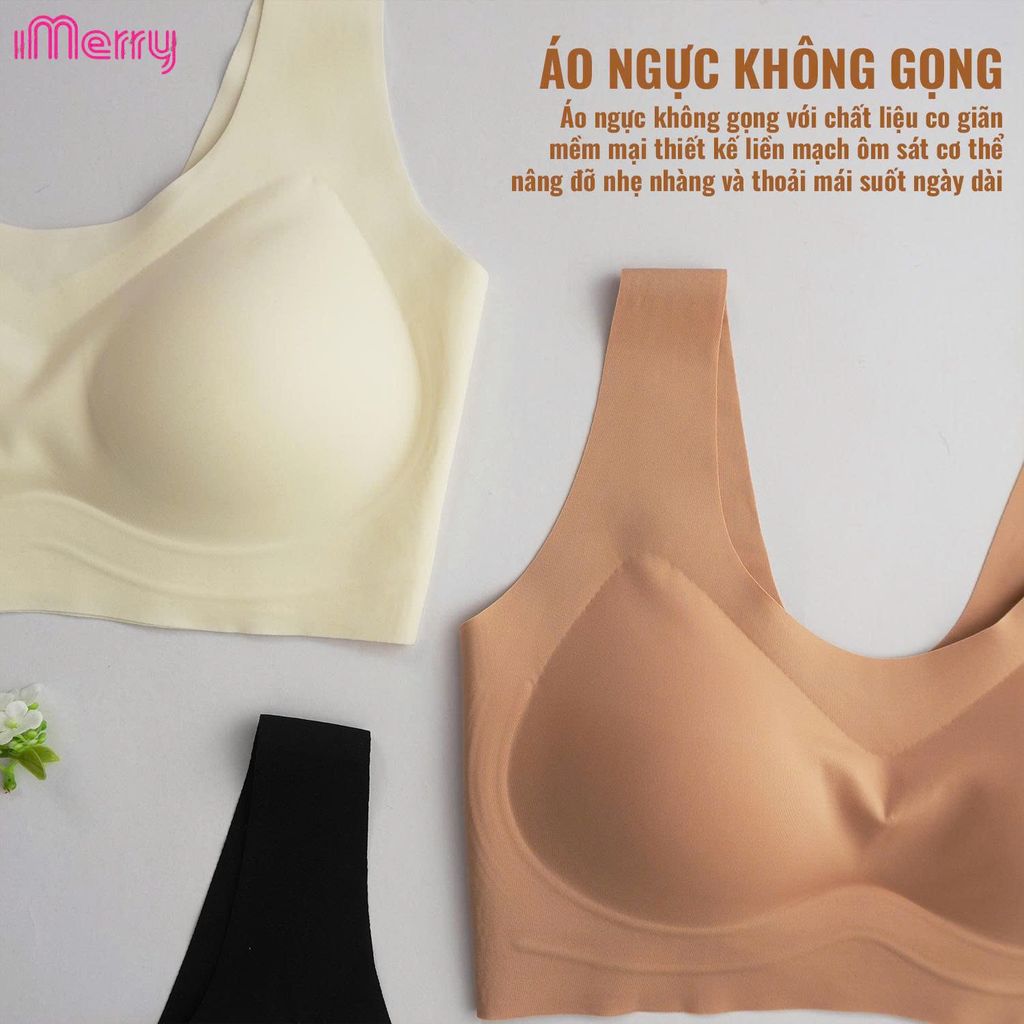 Áo lót su nữ tàng hình iMerry không gọng không móc cài mút mỏng dây vai bản lớn nhẹ êm BRA628
