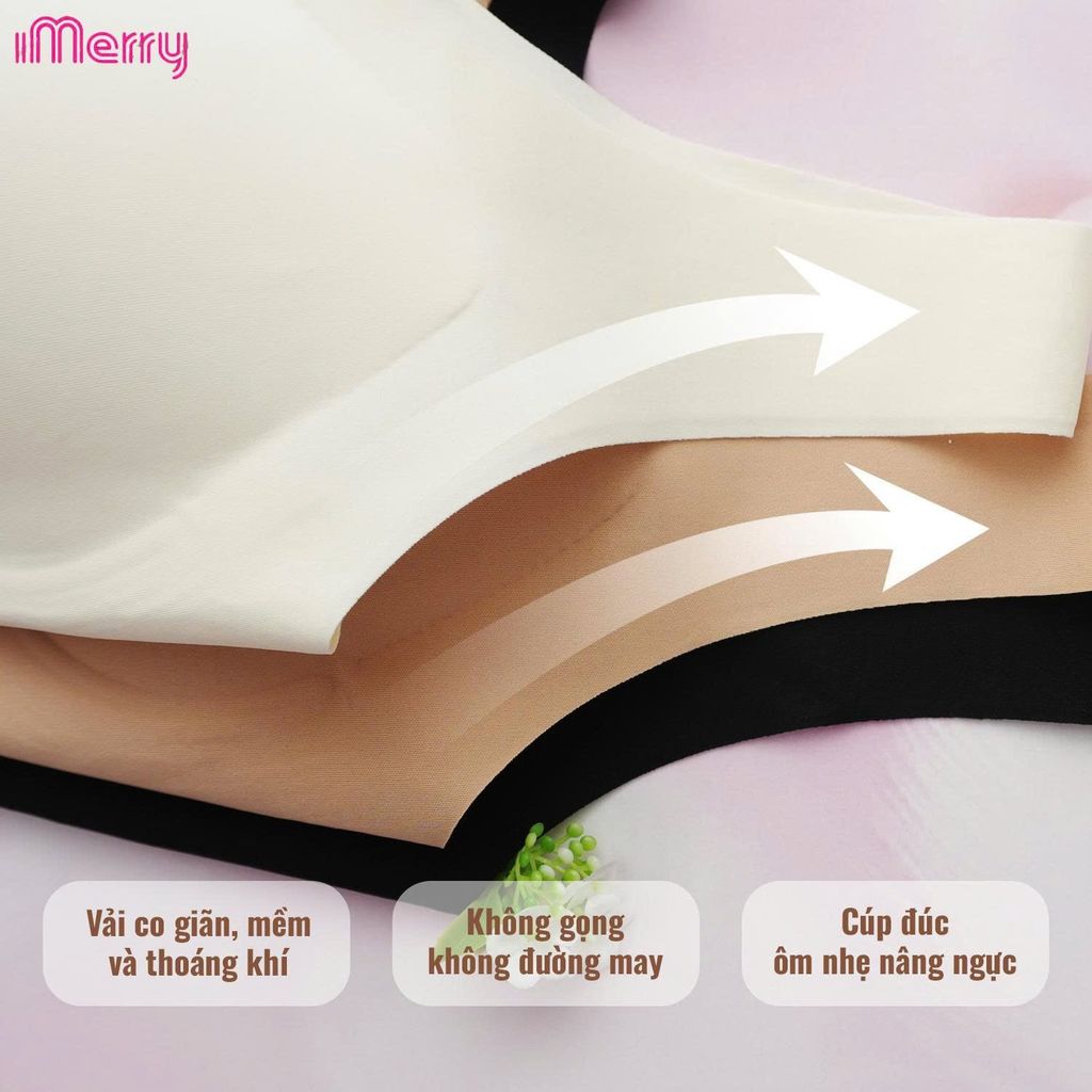 Áo lót su nữ tàng hình iMerry không gọng không móc cài mút mỏng dây vai bản lớn nhẹ êm BRA628