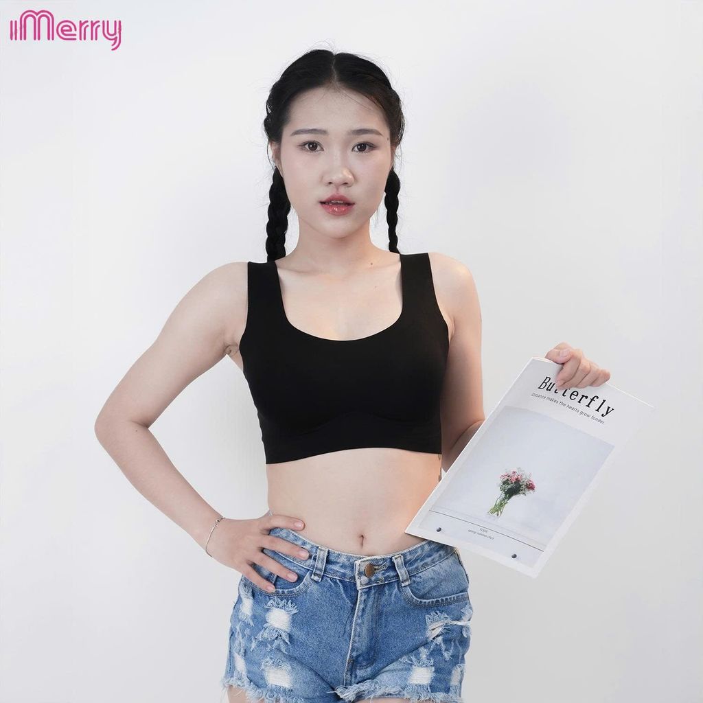 Áo lót su nữ tàng hình iMerry không gọng không móc cài mút mỏng dây vai bản lớn nhẹ êm BRA628