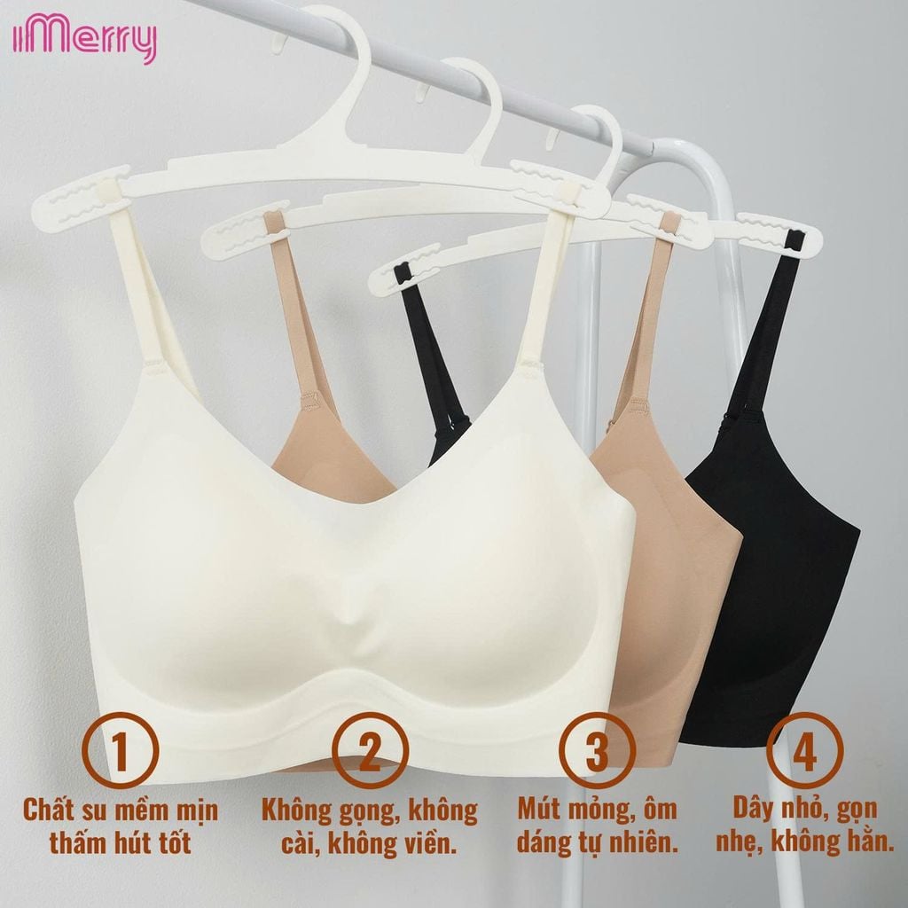 Áo lót su nữ tàng hình iMerry không gọng không móc cài mút mỏng dây vai bản nhỏ nhẹ êm BRA627