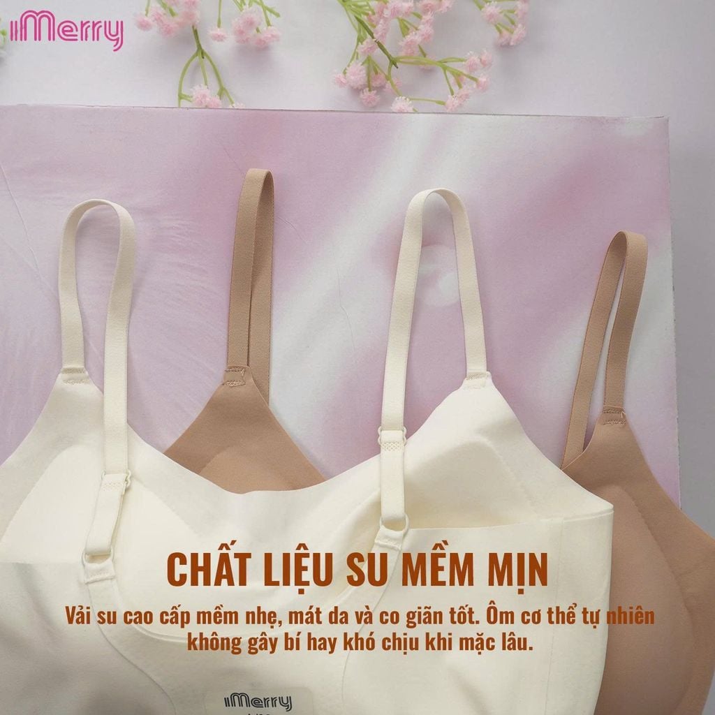 Áo lót su nữ tàng hình iMerry không gọng không móc cài mút mỏng dây vai bản nhỏ nhẹ êm BRA627