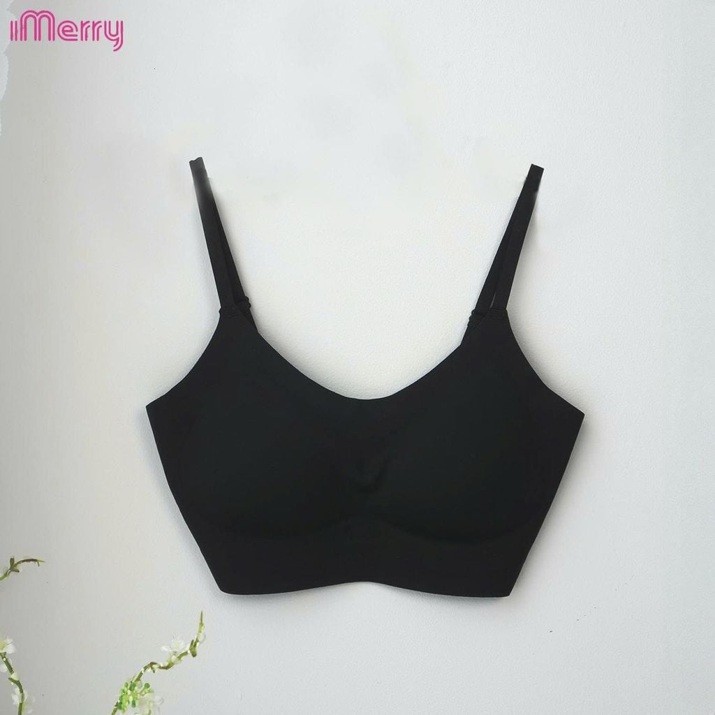 Áo lót su nữ tàng hình iMerry không gọng không móc cài mút mỏng dây vai bản nhỏ nhẹ êm BRA627