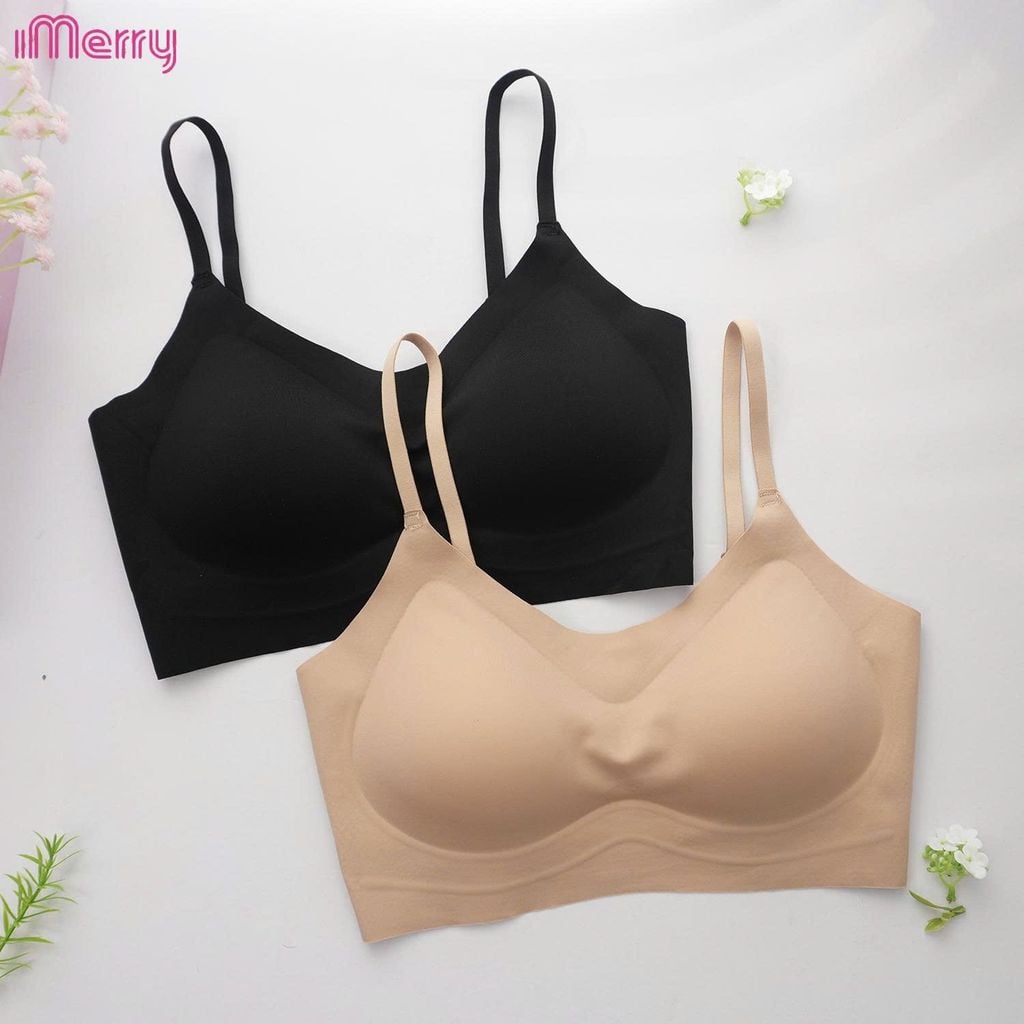 Áo lót su nữ tàng hình iMerry không gọng không móc cài mút mỏng dây vai bản nhỏ nhẹ êm BRA627