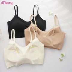 Áo lót su nữ tàng hình iMerry không gọng không móc cài mút mỏng dây vai bản nhỏ nhẹ êm BRA627