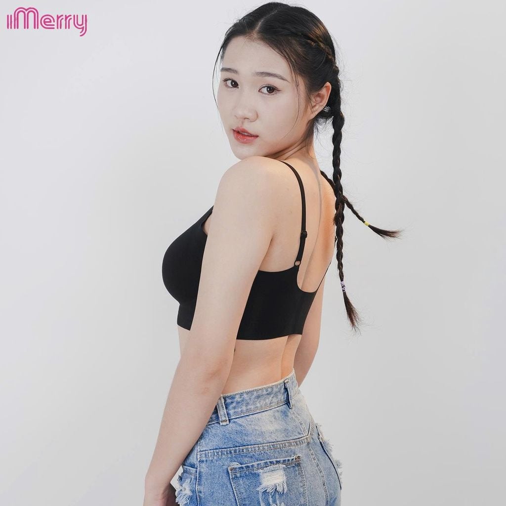 Áo lót su nữ tàng hình iMerry không gọng không móc cài mút mỏng dây vai bản nhỏ nhẹ êm BRA627