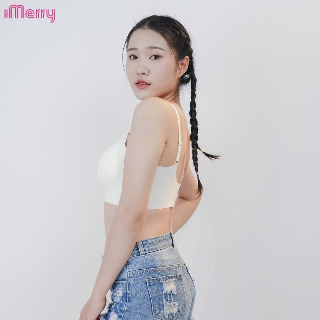 Áo lót su nữ tàng hình iMerry không gọng không móc cài mút mỏng dây vai bản nhỏ nhẹ êm BRA627