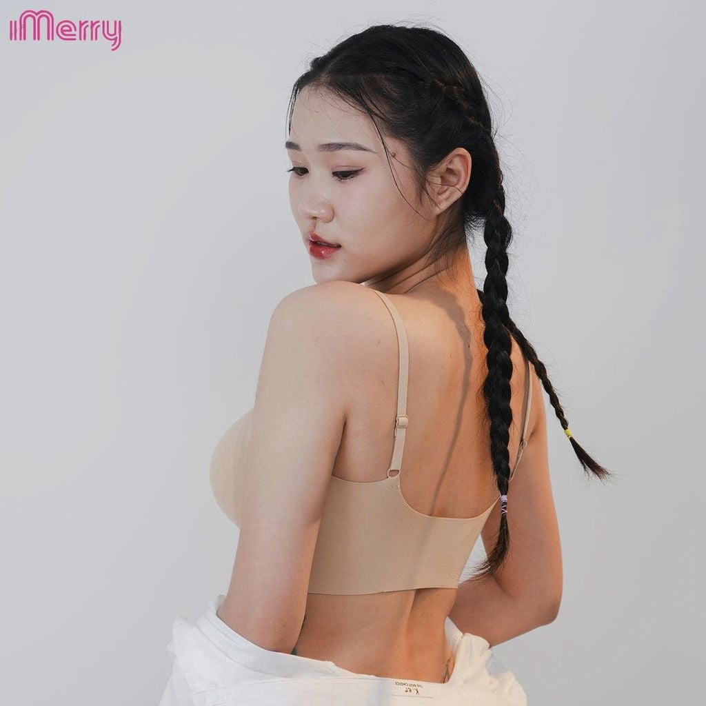 Áo lót su nữ tàng hình iMerry không gọng không móc cài mút mỏng dây vai bản nhỏ nhẹ êm BRA627