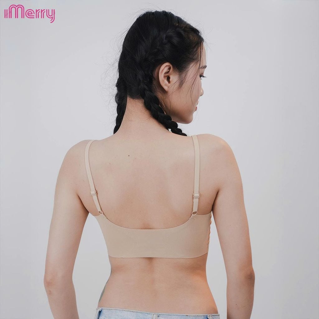 Áo lót su nữ tàng hình iMerry không gọng không móc cài mút mỏng dây vai bản nhỏ nhẹ êm BRA627