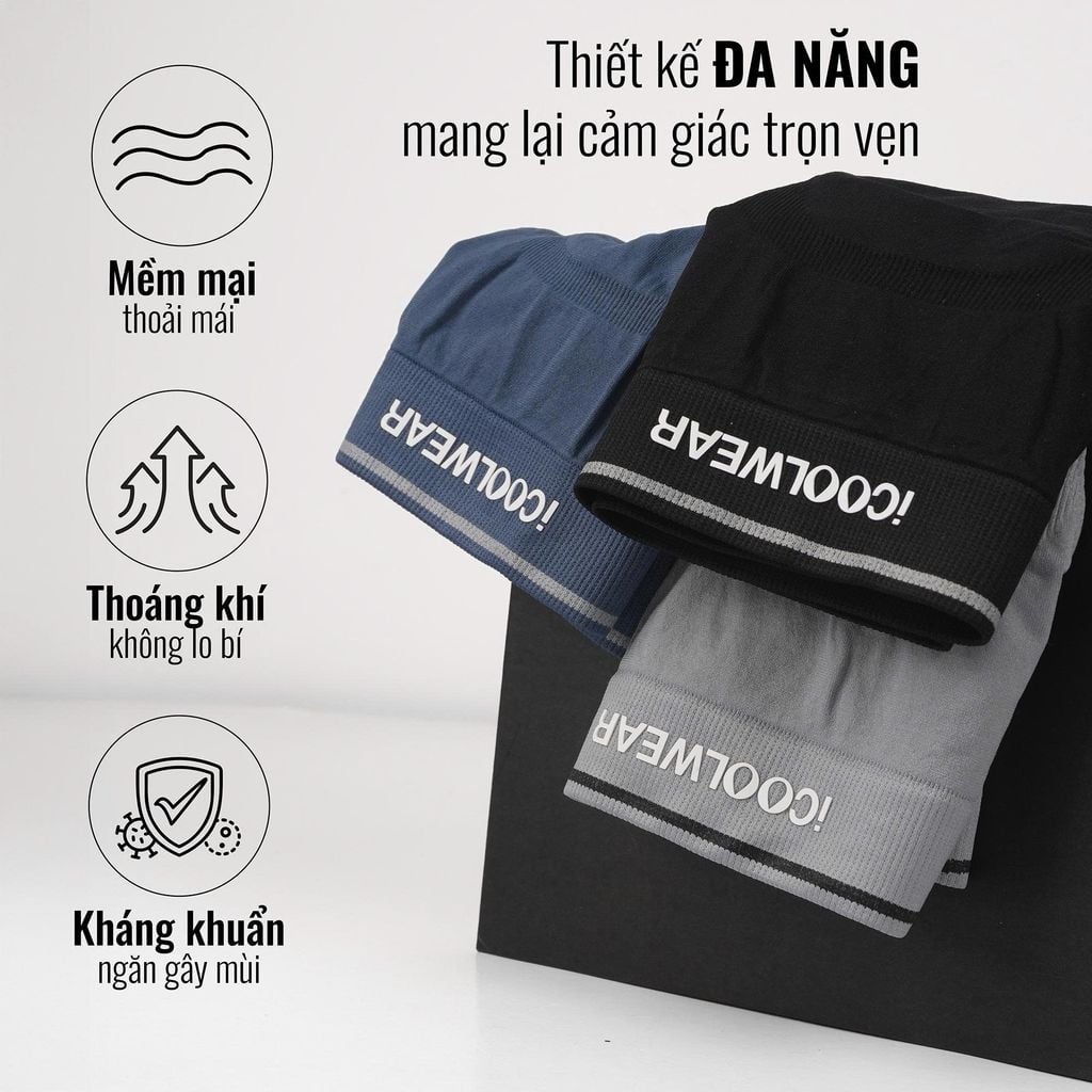 Combo 3 Quần lót nam tam giác iCOOLWEAR dệt kim, nhẹ nhàng, ôm sát, tinh tế và tôn dáng nam tính VN009