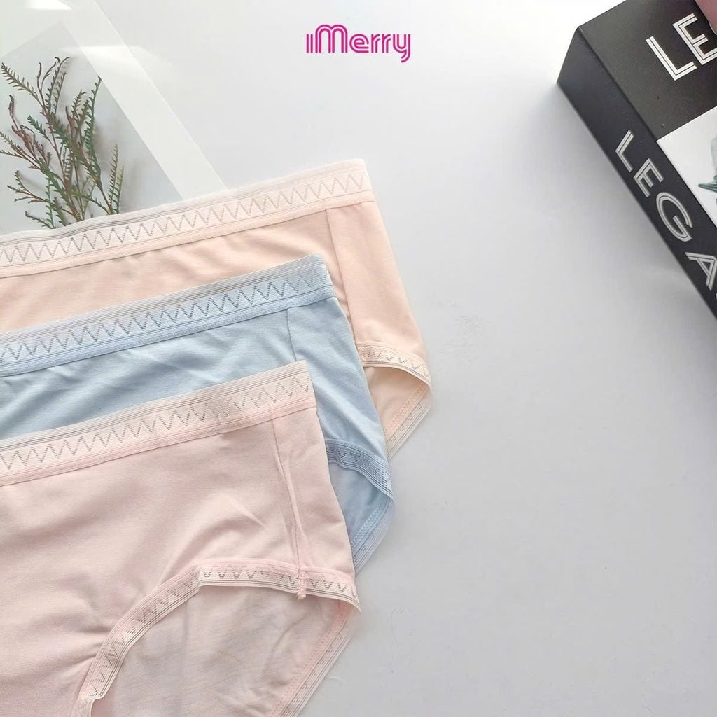 Combo 3 Quần lót nữ cotton gỗ sồi iMerry, thấm hút, mềm mại, mỏng nhẹ, cạp vừa VQ093A