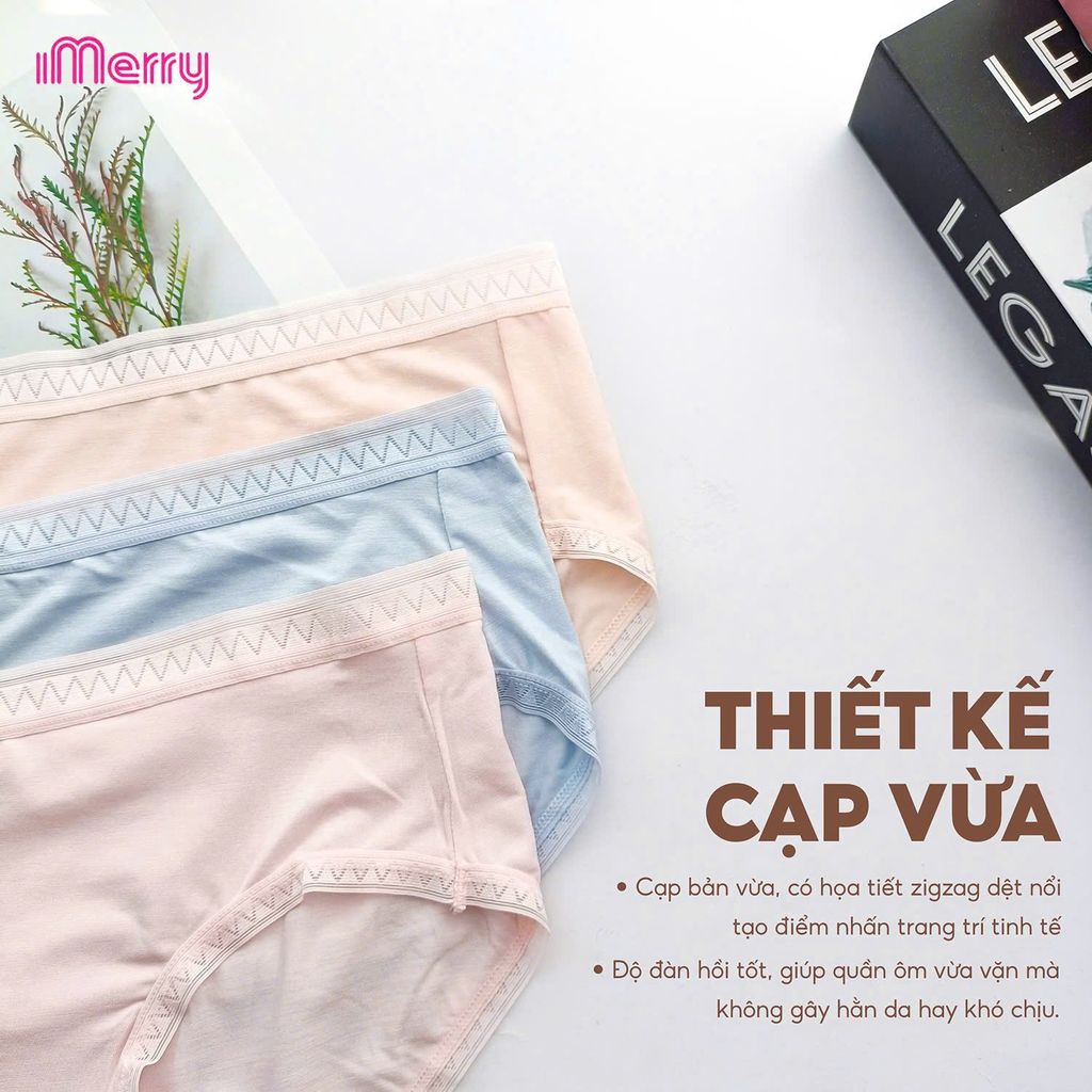 Combo 3 Quần lót nữ cotton gỗ sồi iMerry, thấm hút, mềm mại, mỏng nhẹ, cạp vừa VQ093A