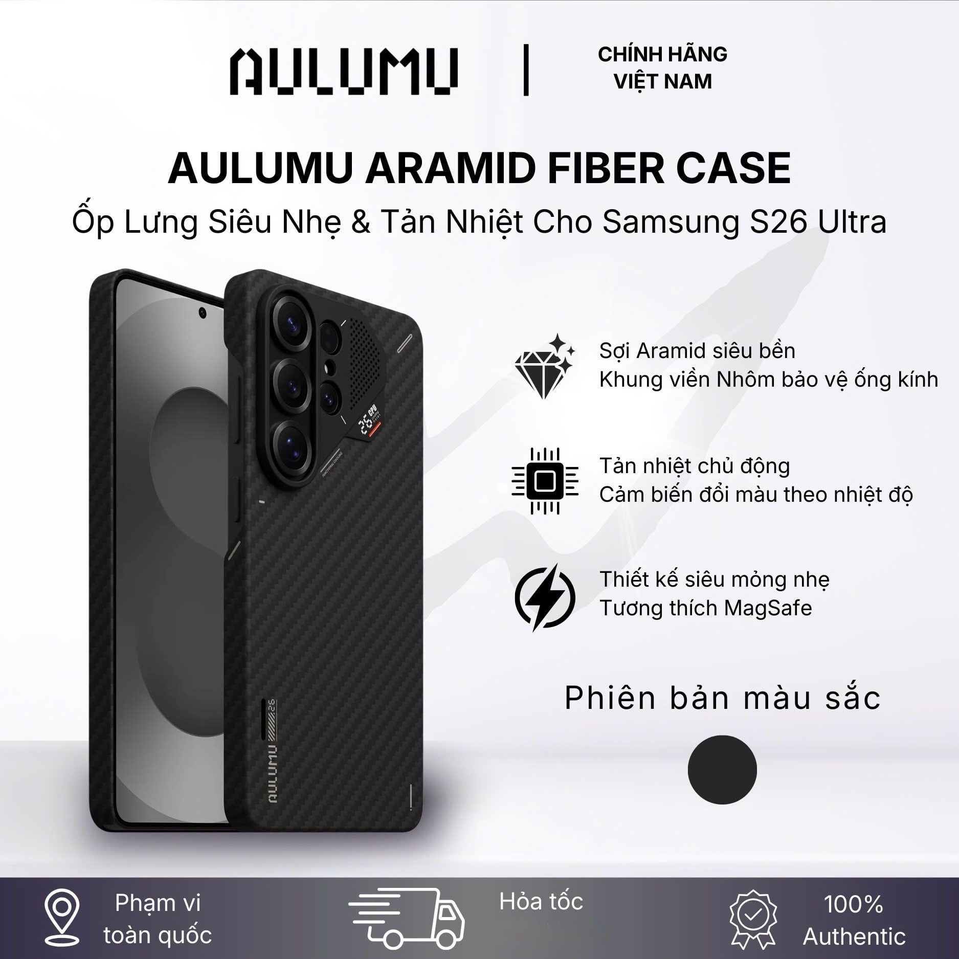  Ốp S26 Ultra Aulumu Aramid Fiber 