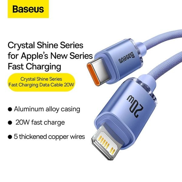  Cáp Baseus Crystal Shine PD 1.2m - Tím 