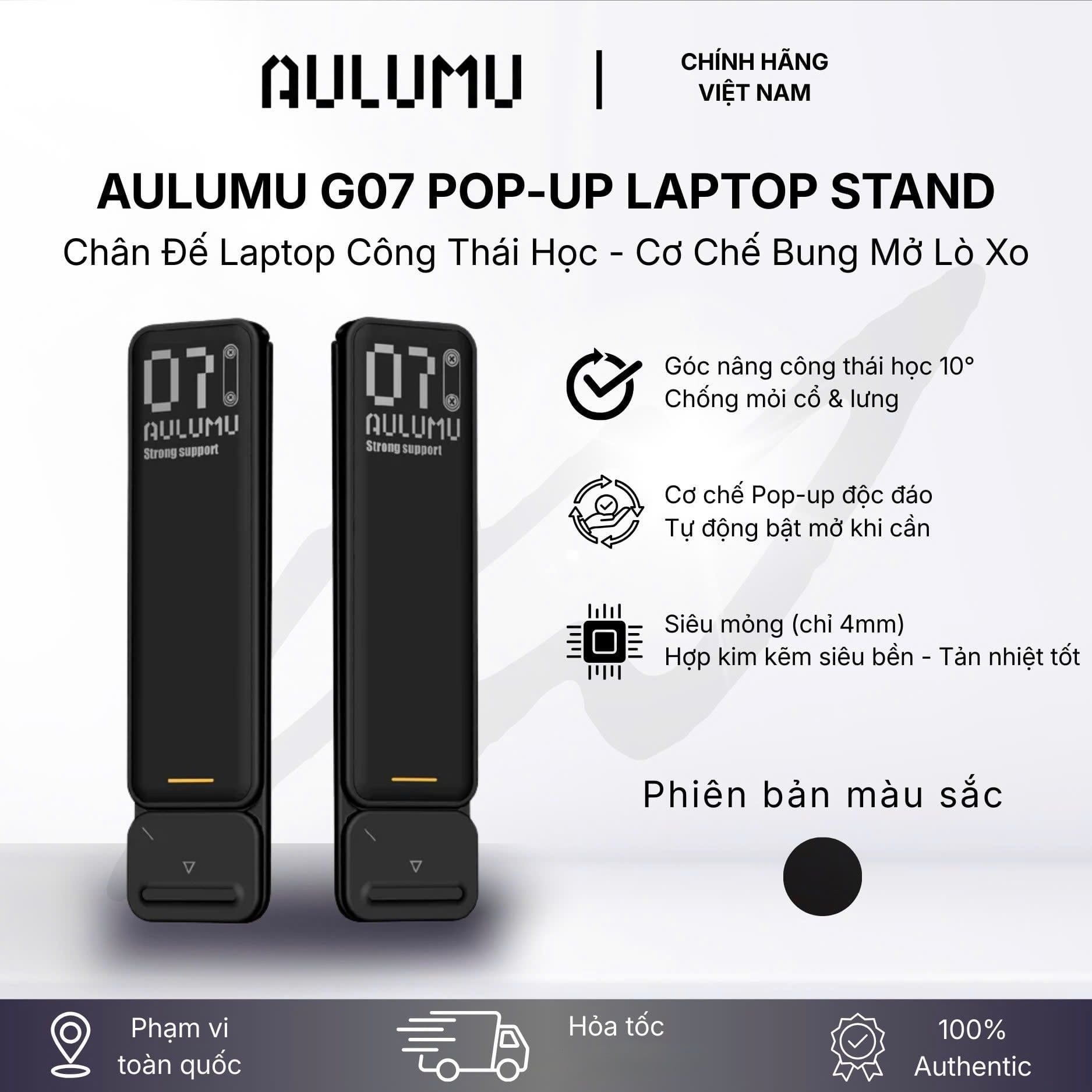  Giá Đỡ Laptop Aulumu G07 Công Thái Học - Black 