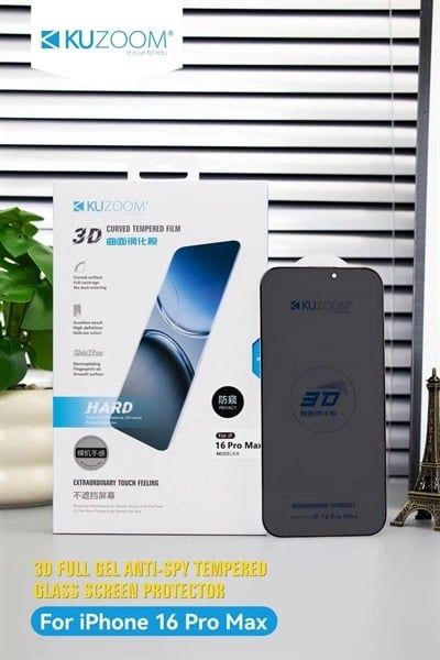  Kính 16 Pro Chống Nhìn Trộm Kuzoom 3D Curved 
