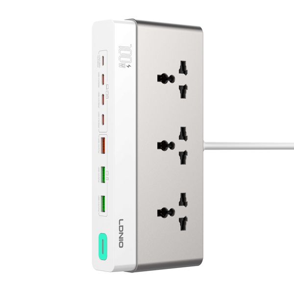  Trạm sạc để bàn LDNIO SC3 GaN 10in1 | 3 AC 2500W + 7 USB 100W 