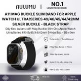  Dây Applewatch Aulumu A11-Dây Đen/Khoá Bạc (44/45/49) 