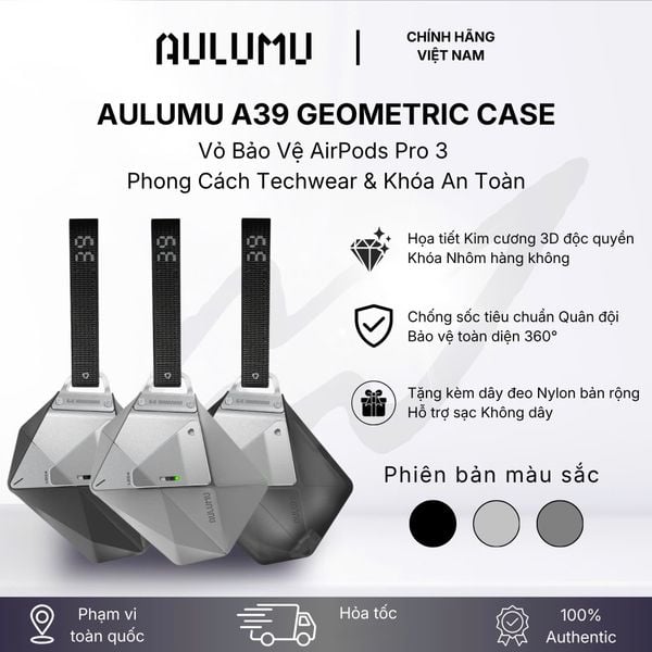  Case Airpods Pro 3 Aulumu A39 Geometric- Đen 