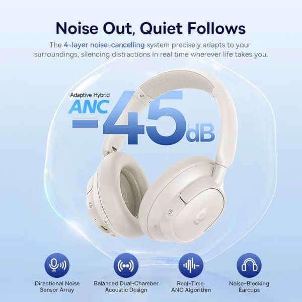  Headphone Baseus Bass BH1 NC - Trắng 