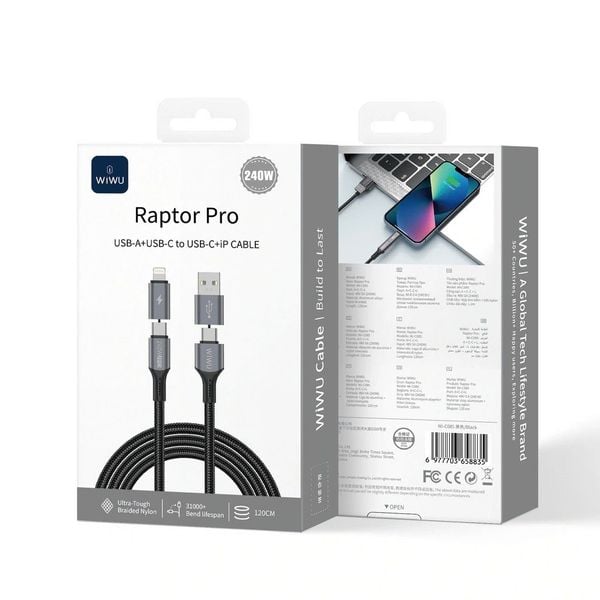  Cáp Wiwu Raptor 4 in 1 240W - 1M 