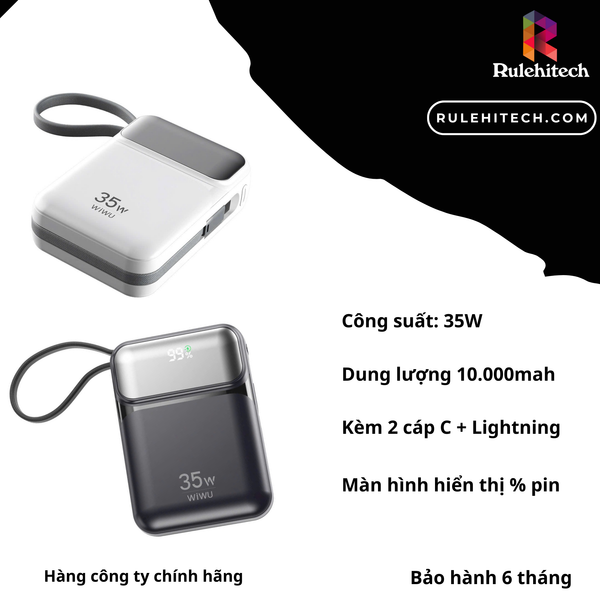  Pin Wiwu Galaxy 10.000mah 35W (P052) - Đen 