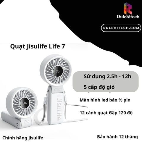  Quạt Cầm Tay Jisulife Life 7 - Trắng (Pin 5000mah) 