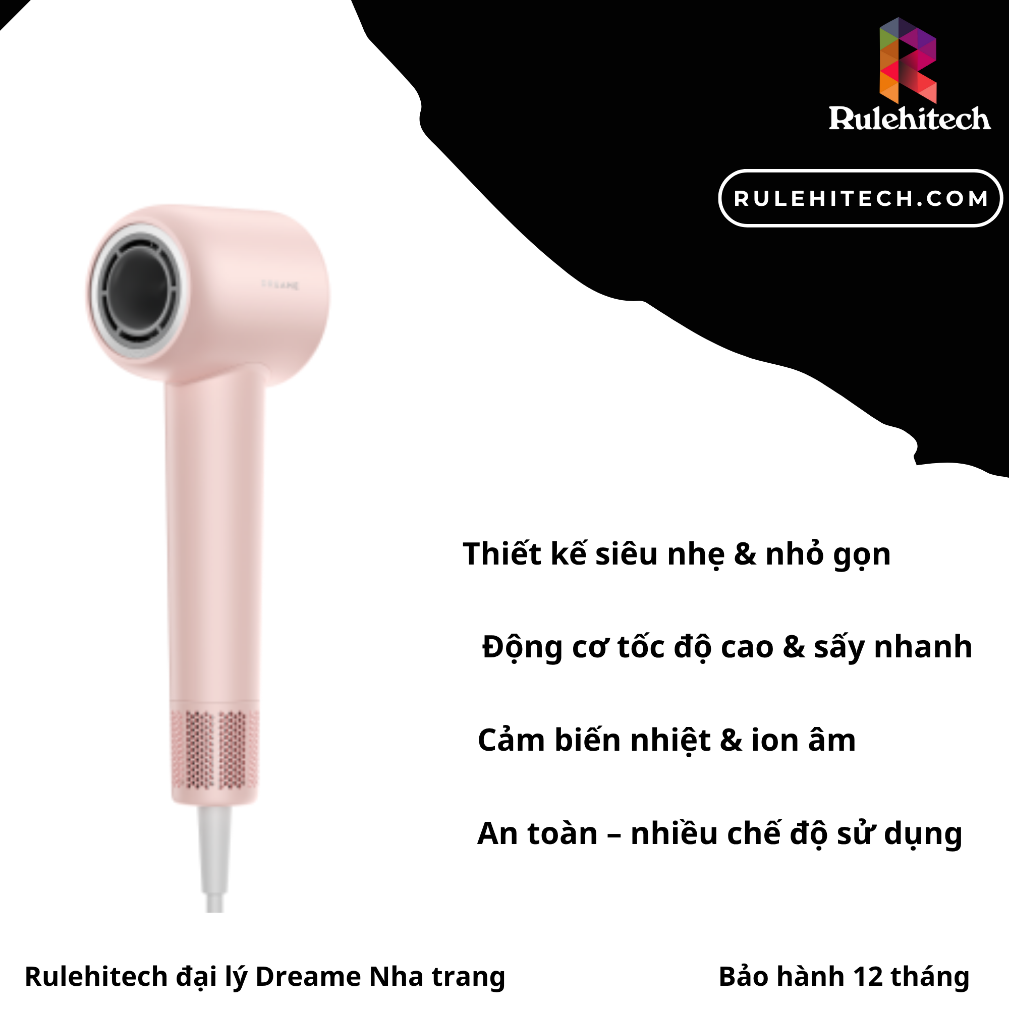  Máy Sấy Tóc Dreame Hair Dryer Gleam - Hồng 