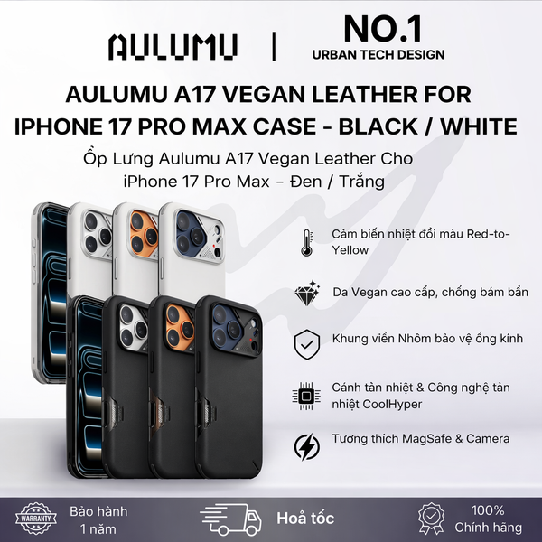  Ốp 17 Promax Aulumu A17 Vegan Leather - Đen 