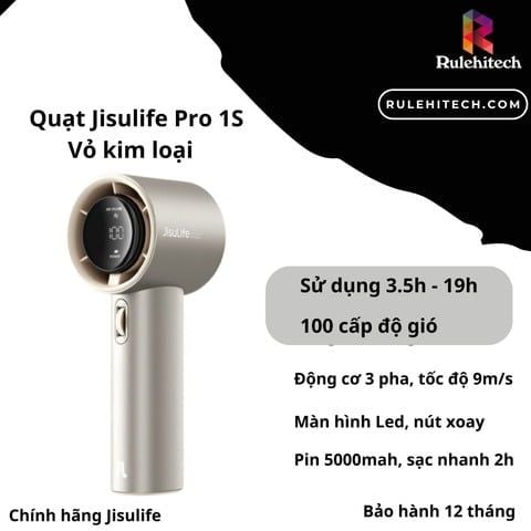  Quạt Cầm Tay Cao Cấp JISULIFE Pro1 S (Vàng Nhạt) 