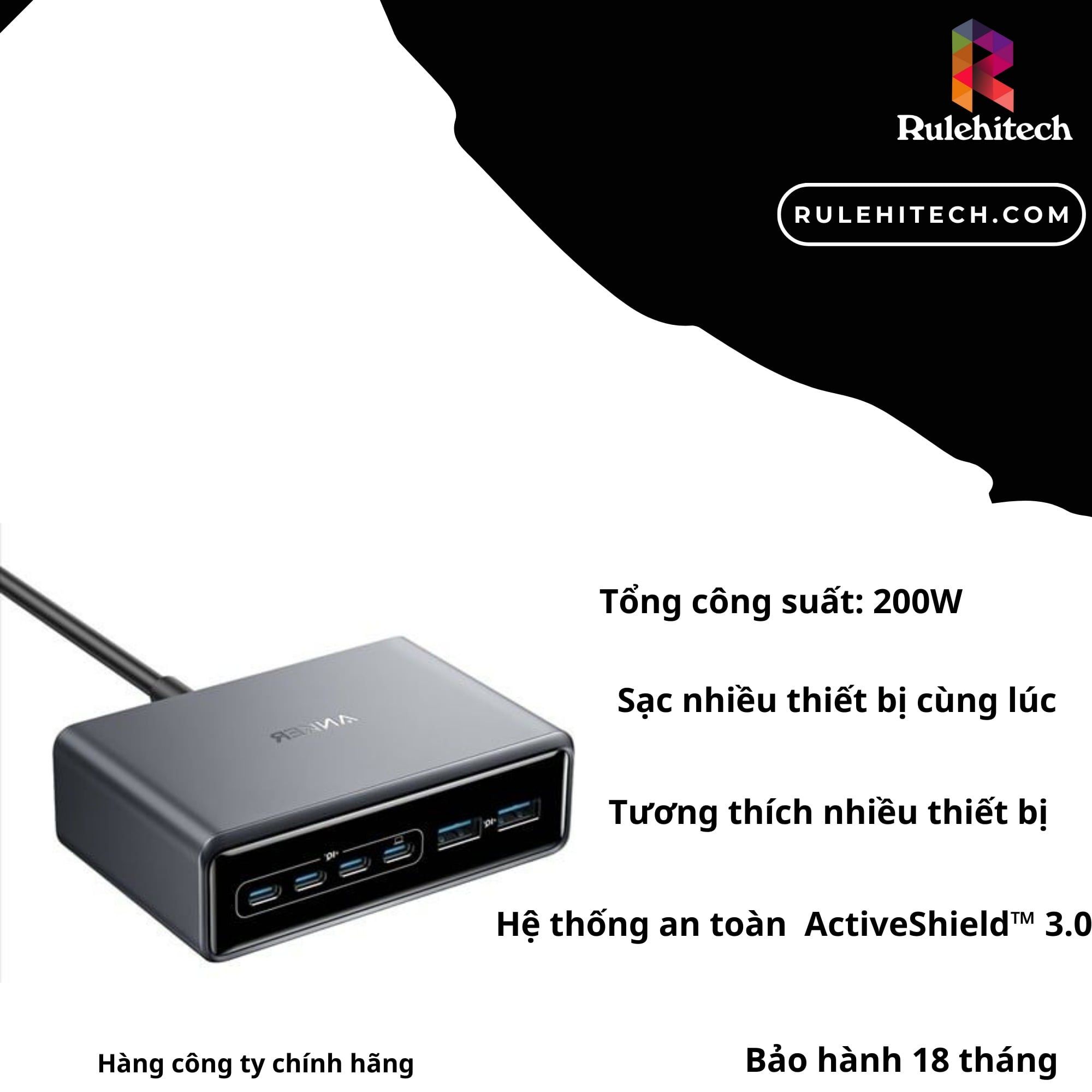  Trạm Sạc Anker Prime 4C2A 200W - A2683 