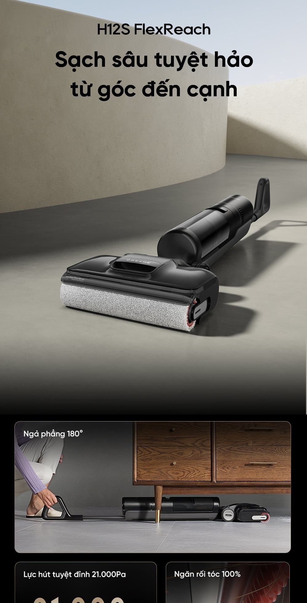  Máy Hút Bụi Lau Sàn Dreame H12S Flexreach 