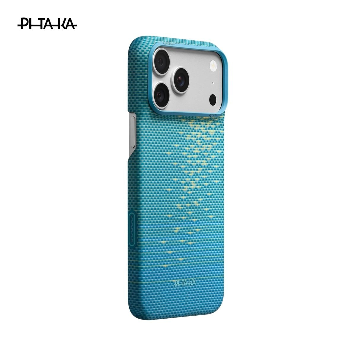  Ốp lưng iPhone 18 Pro Max - PITAKA Edge Case (with PitaTap) - Glints of Gold - Lucid Blue 