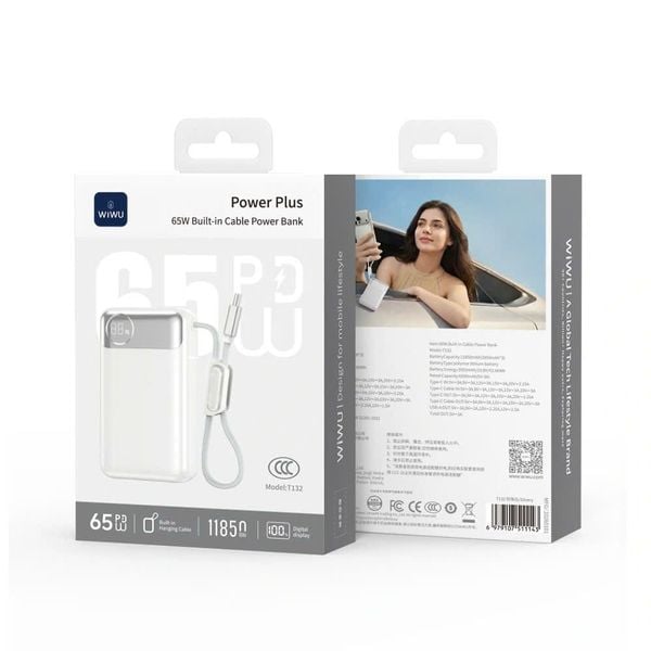  Pin Wiwu Power Plus Mini 12.000mah 65W - Trắng 