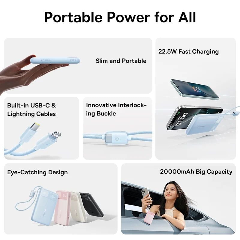  Pin Baseus EnerFill FC 11 Digital display 20.000mah 22.5W - Beige 
