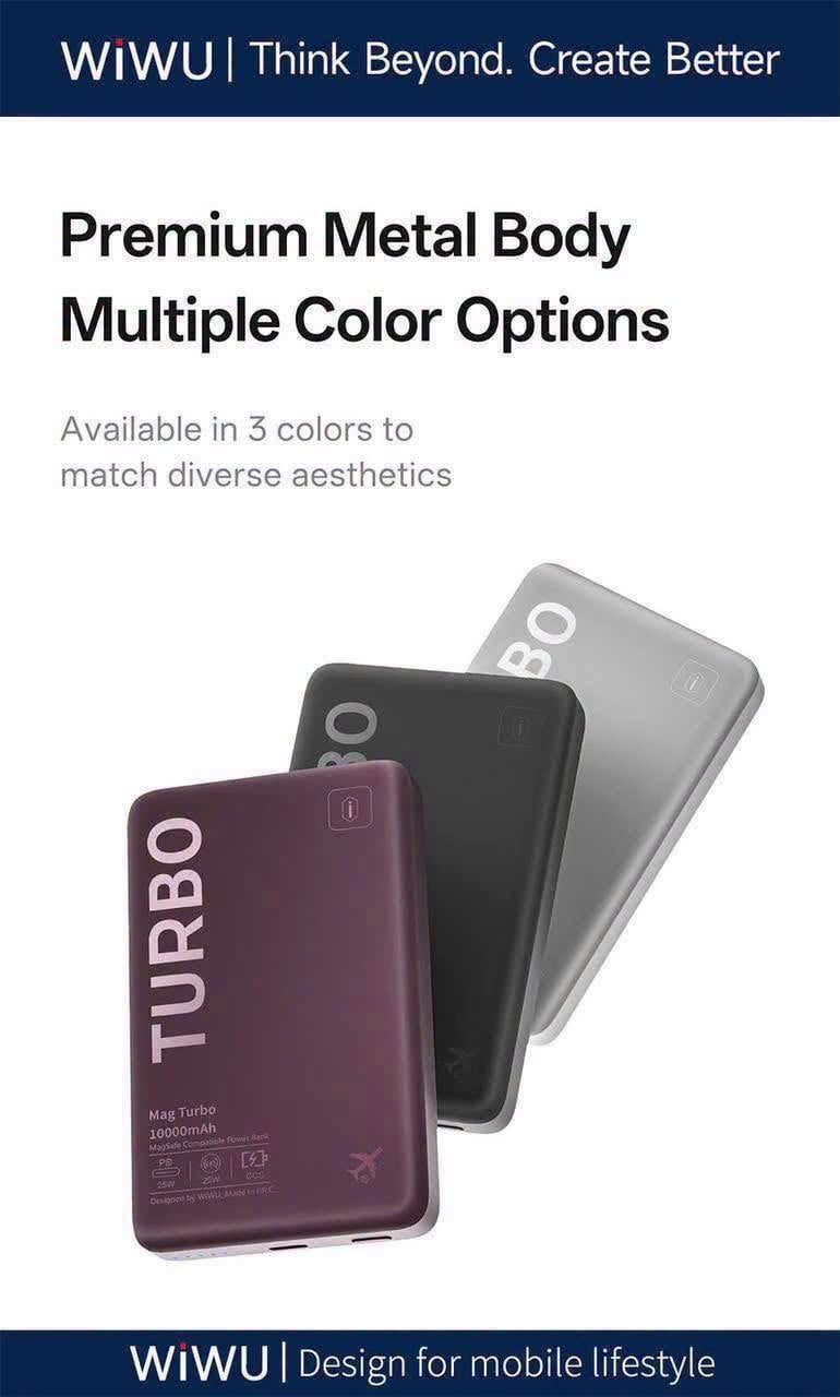 Pin Wiwu Magturbo 10.000mah Qi 25W - Burgundy 