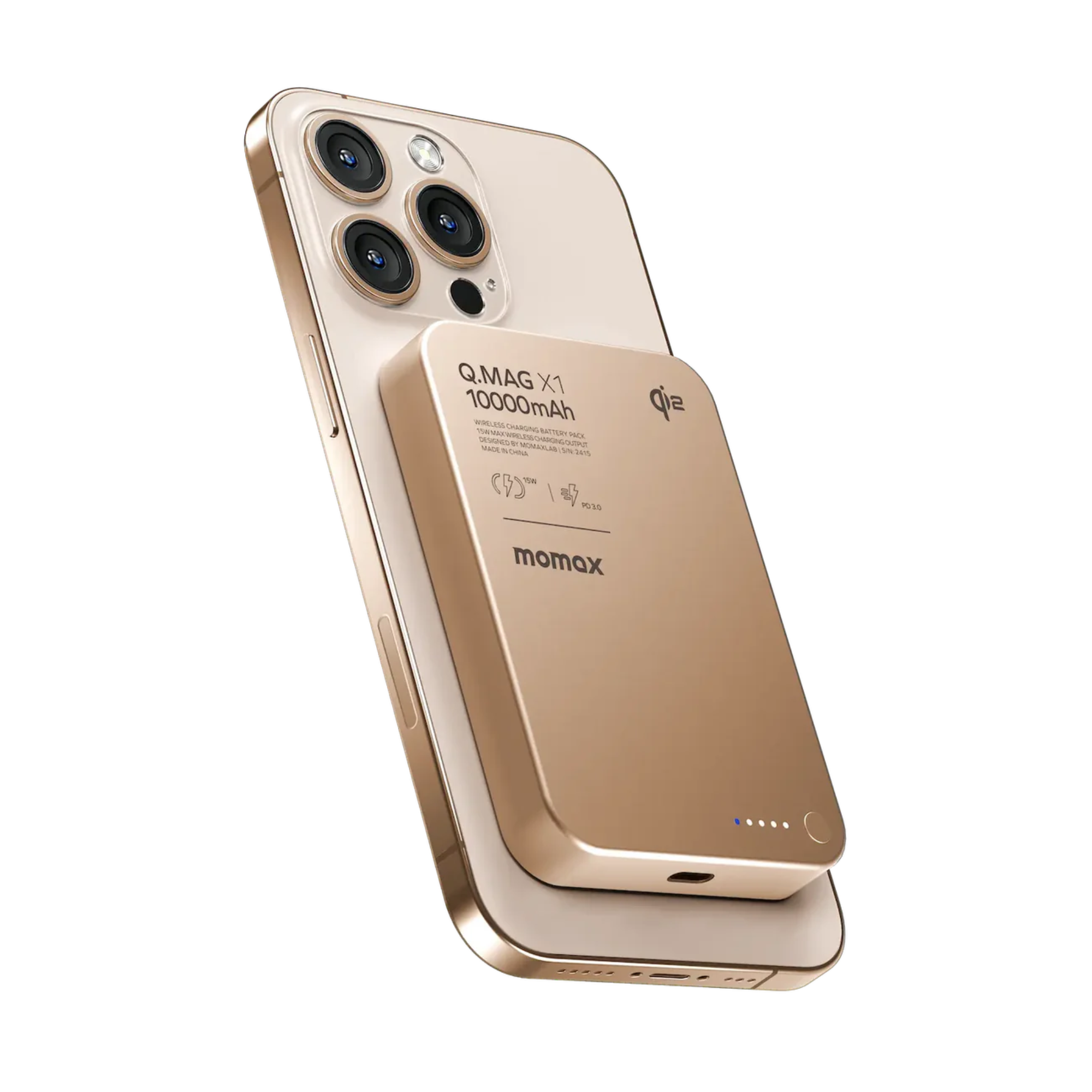  Pin Momax 10.000mah QPass Qi2 Magsafe - Vàng (Có 3C) 