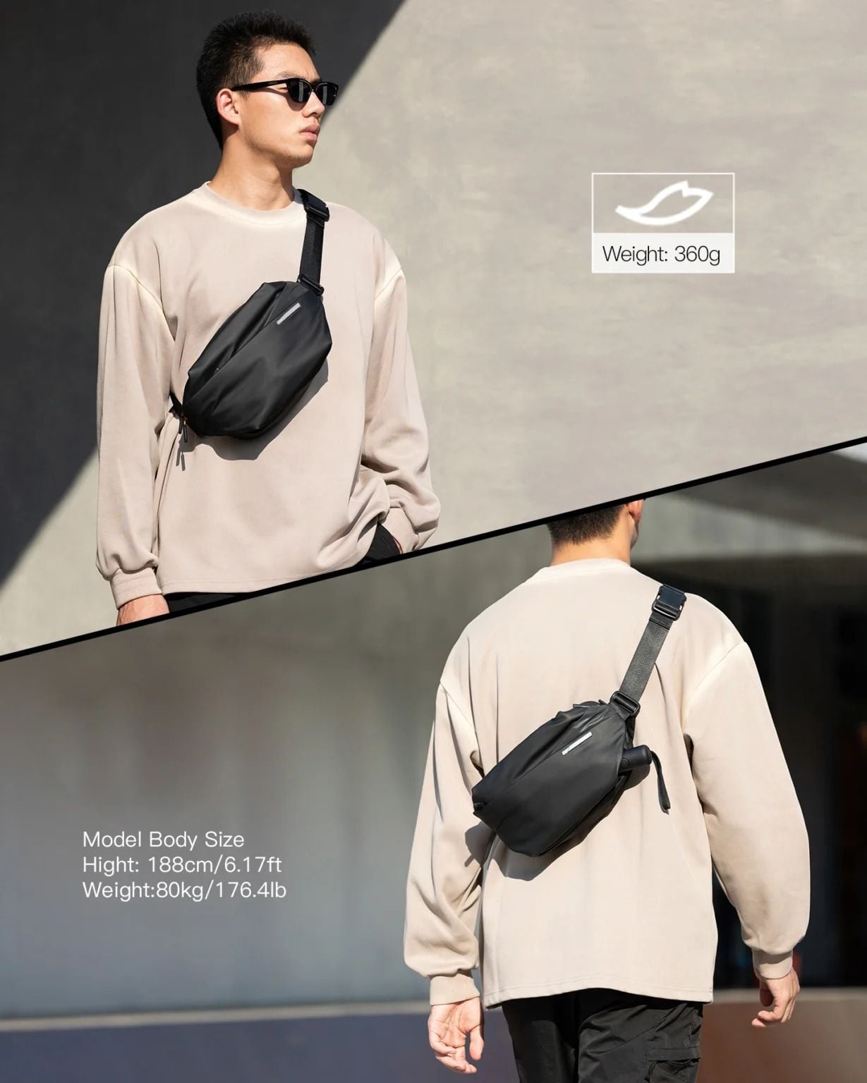 Túi Đeo Chéo inateck Stylish Crossbody LB03014 - Black 