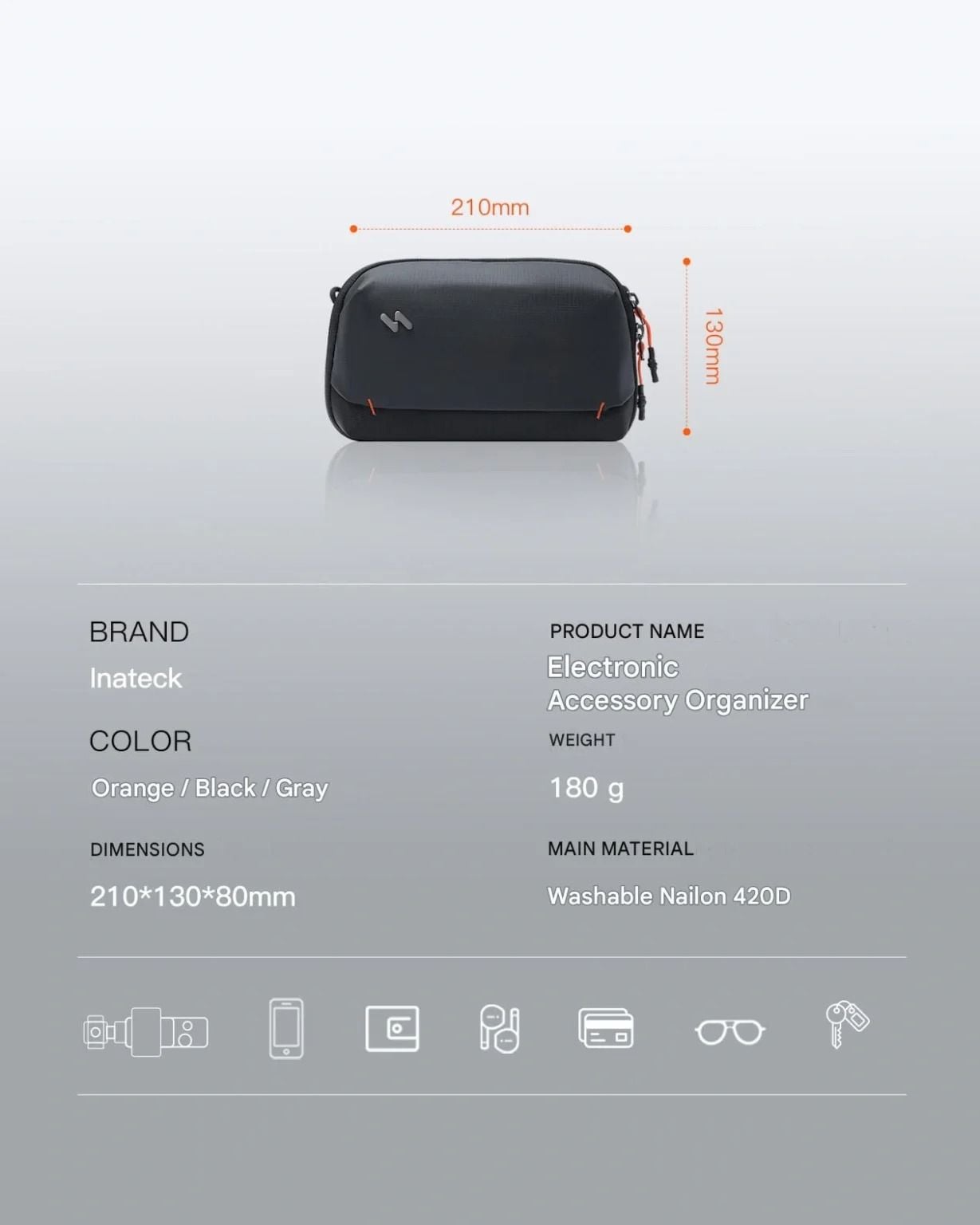  Túi Phụ Kiện inateck Electronic ABM33 - Gray 