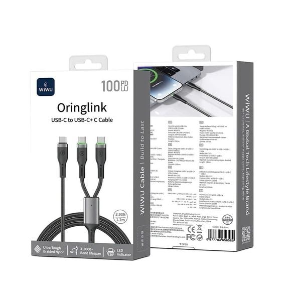  Cáp Wiwu Oringlink C To C+L 100W - 1.2m 