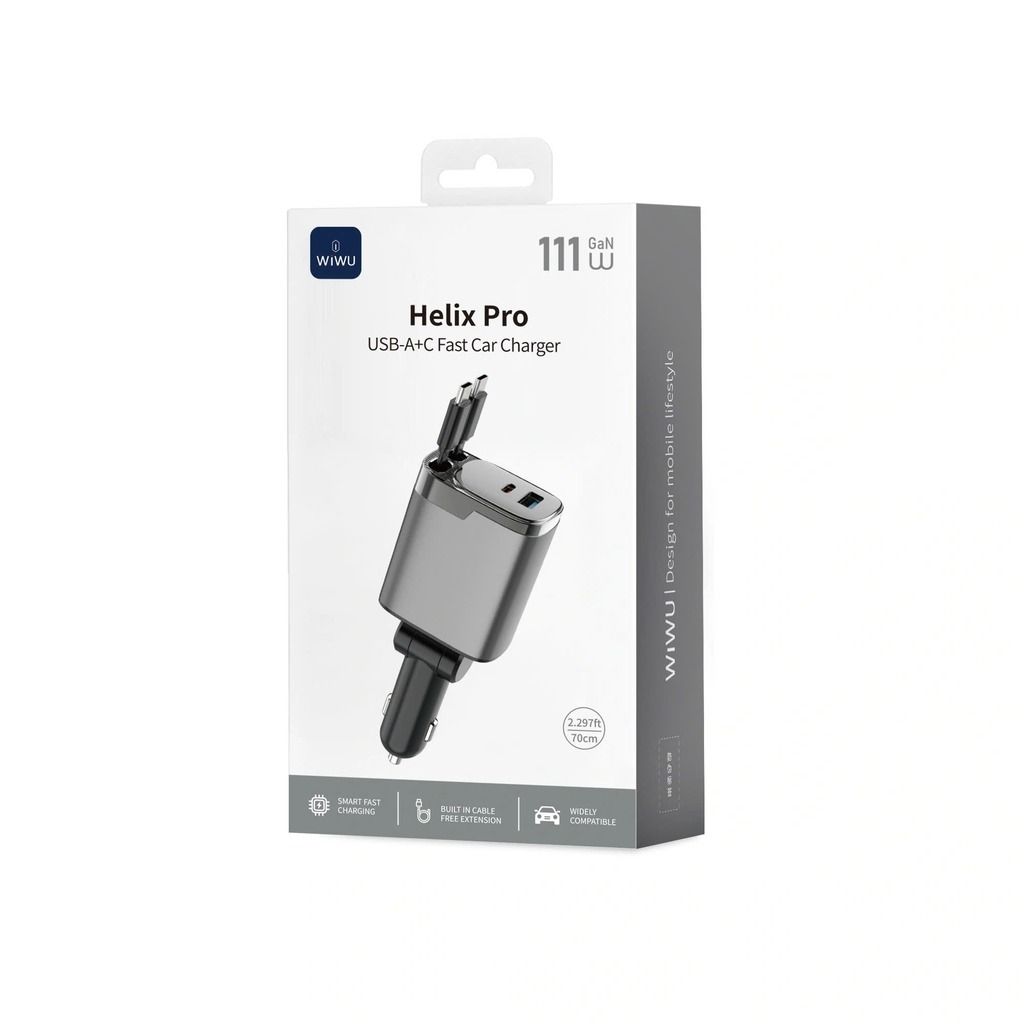  Tẩu Sạc Wiwu Helix Pro 111W (2 Cáp C) 