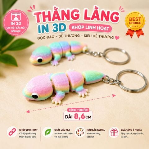  In 3D - Móc khóa Thằng Lằng cầu vòng, Móc trang trí treo Balo 